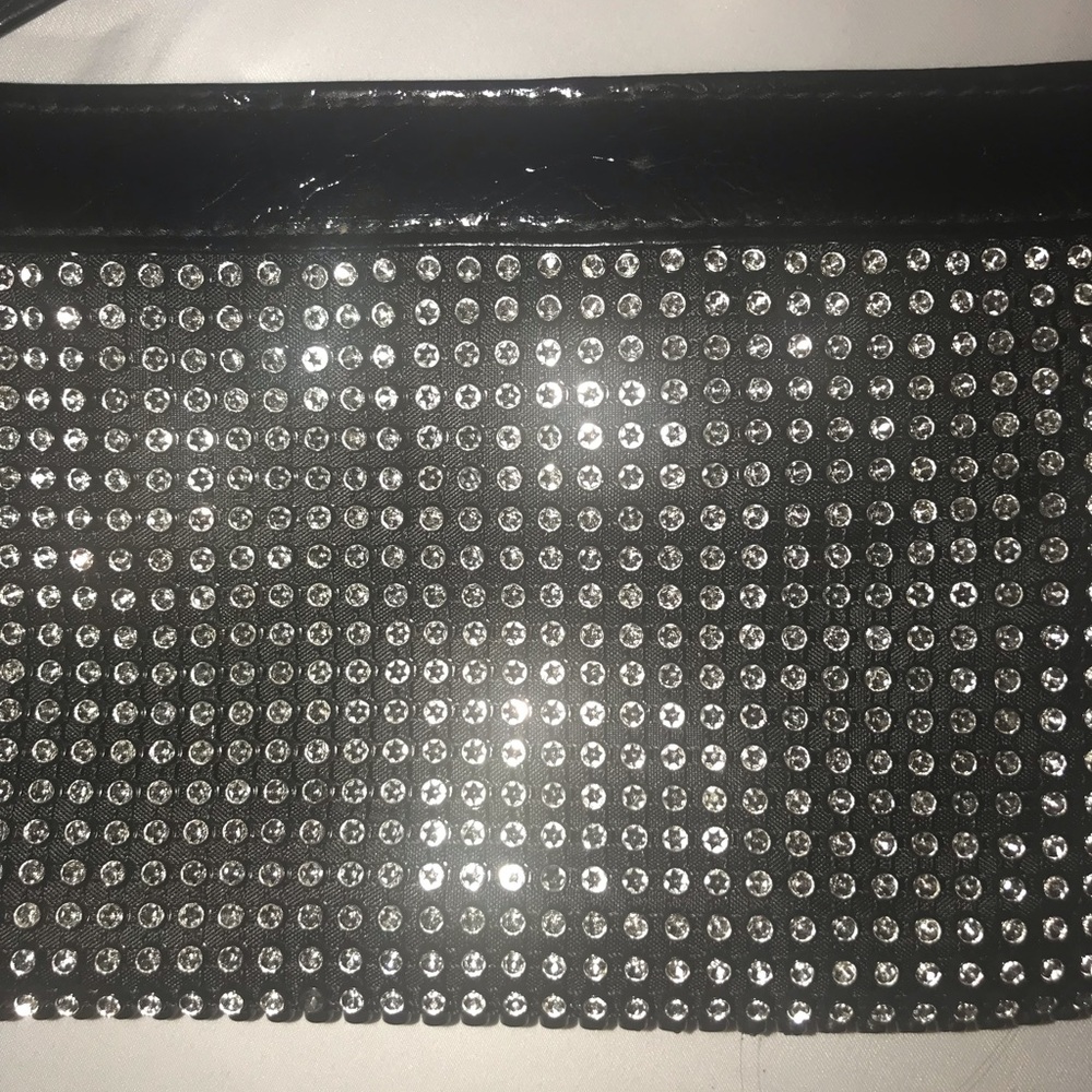 Black Rhinestone Clutch With Key Chain Holder